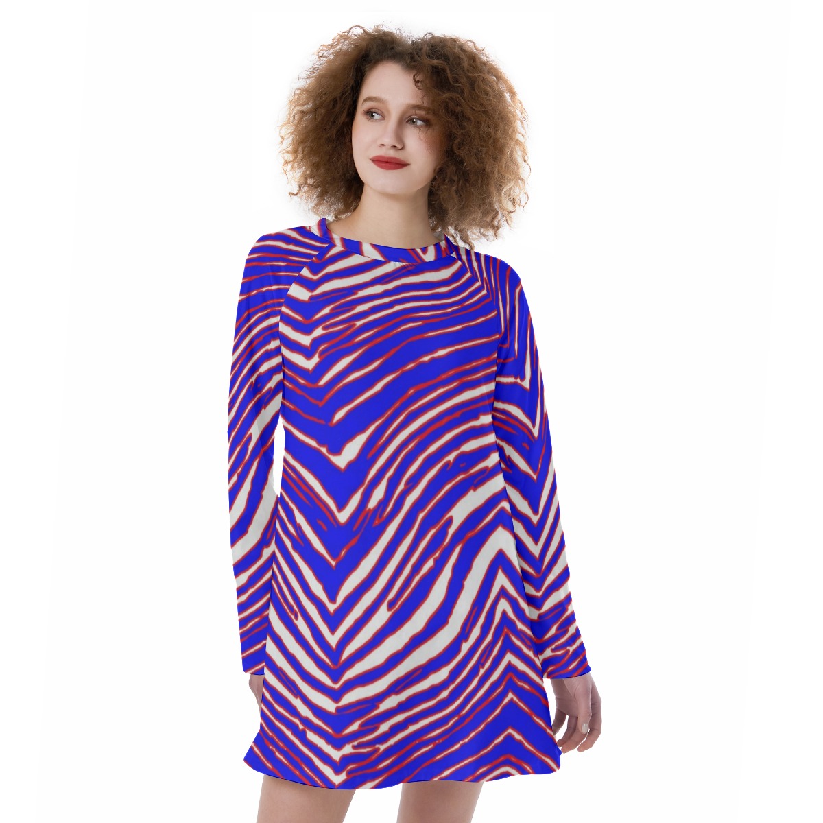 Vestido con mangas raglán para mujer, estampado de cebra, de los Buffalo Bills de la NFL