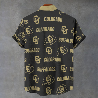 University of Colorado Boulder - Buffaloes Stand Collar Shirt|110GSM Imitation Flax