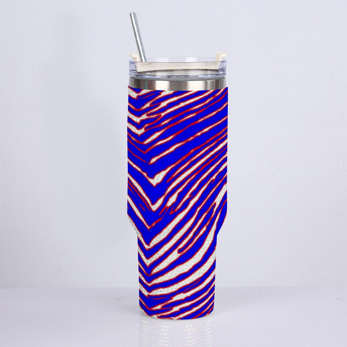 Nfl Football Buffalo Bills zubaz zebra print  40oz Diamond Cup With Stainless Steel Straw