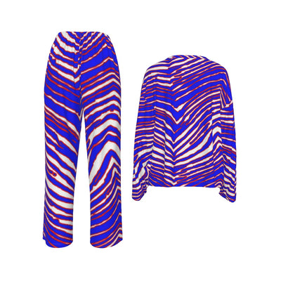 Traje de pantalón informal de manga larga para mujer con estampado de cebra de los Buffalo Bills de la NFL