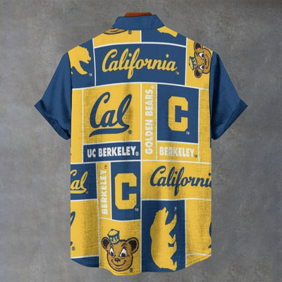 University of California Berkeley UCLA Golden Bears Stand Collar Shirt in Imitation Flax 110GSM