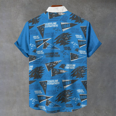 Carolina Panthers Stand Collar Shirt|110GSM Imitation Flax