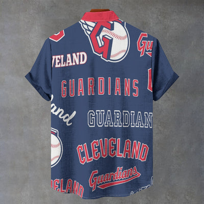 Cleveland Guardians Stand Collar Shirt in 110GSM Imitation Flax for Breathable Comfort and Style