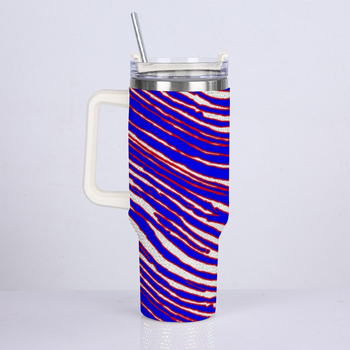 Nfl Football Buffalo Bills zubaz zebra print  40oz Diamond Cup With Stainless Steel Straw