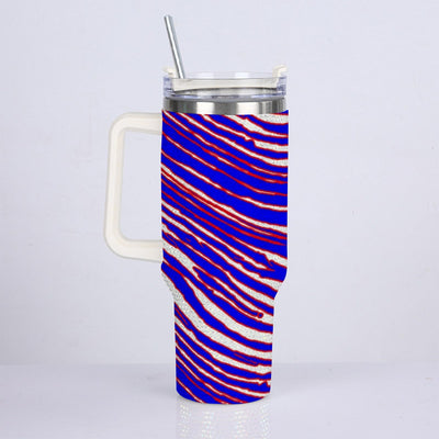 Nfl Football Buffalo Bills zubaz zebra print  40oz Diamond Cup With Stainless Steel Straw