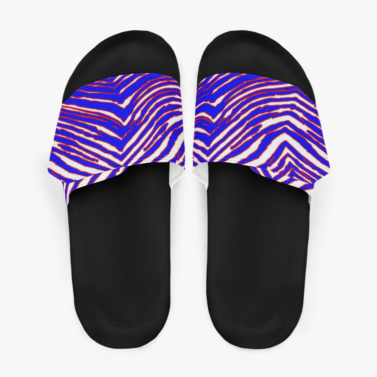 Pantuflas con velcro y estampado de cebra de los Buffalo Bills de la NFL