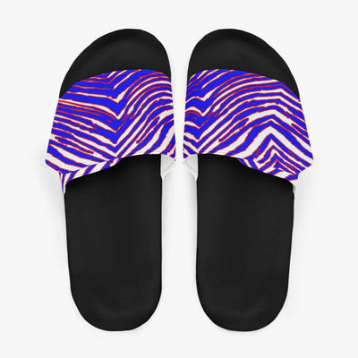 Pantuflas con velcro y estampado de cebra de los Buffalo Bills de la NFL