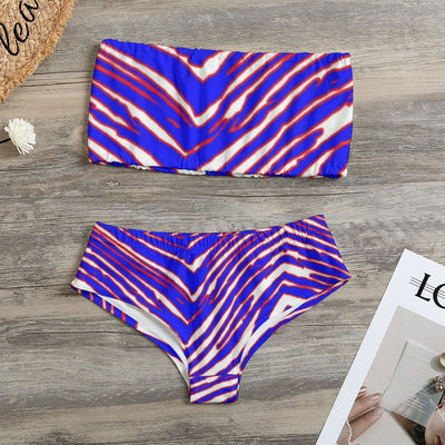 Traje de baño bikini sin tirantes para mujer con estampado de cebra de los Buffalo Bills de la NFL