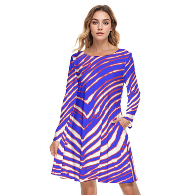 Vestido de cuello redondo para mujer con estampado de cebra de los Buffalo Bills de la NFL | Algodón 190 g/m²