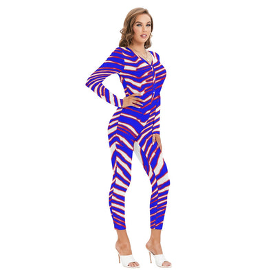 Mono de cuello pronunciado para mujer con estampado de cebra de los Buffalo Bills de la NFL