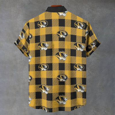 University of Missouri Tigers Stand Collar Shirt in Imitation Flax Fabric