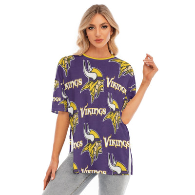Minnesota Vikings Women's Short Sleeve T-Shirt with Hem Split for Casual Summer Wear