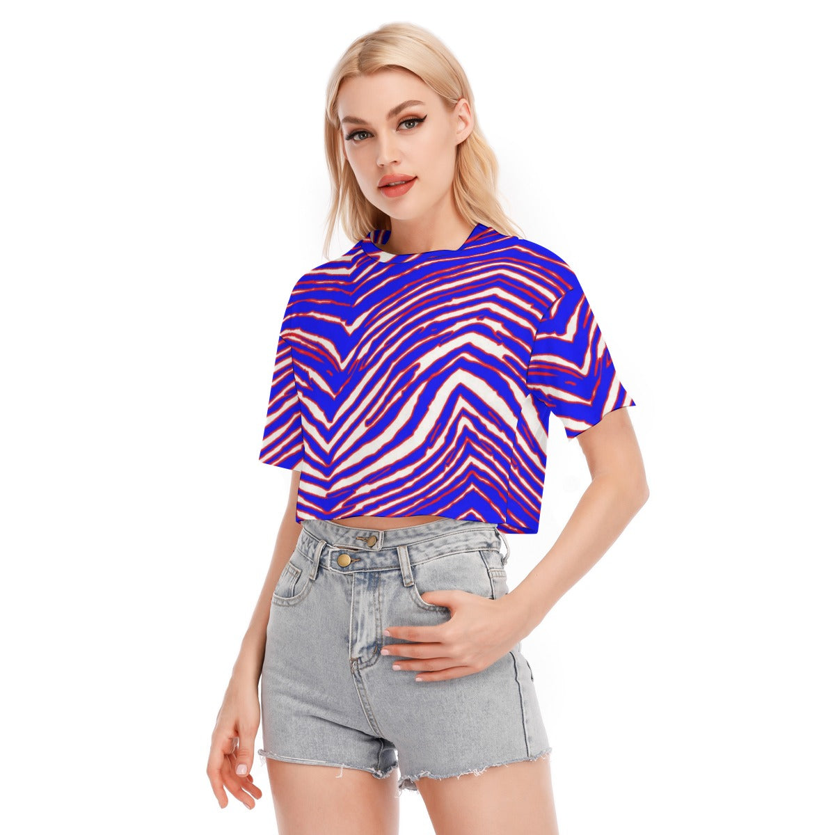 Camiseta corta con estampado de cebra de los Buffalo Bills de la NFL para mujer | Algodón de 190 g/m²