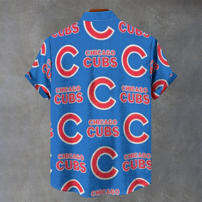 Chicago Cubs Stand Collar Shirt in 110GSM Imitation Flax for Comfort and Style