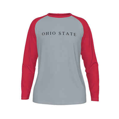 Camiseta de manga larga con mangas raglán de los Buckeyes de la Universidad Estatal de Ohio