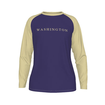 Universidad de Washington - Camiseta de manga larga con mangas raglán de los Huskies