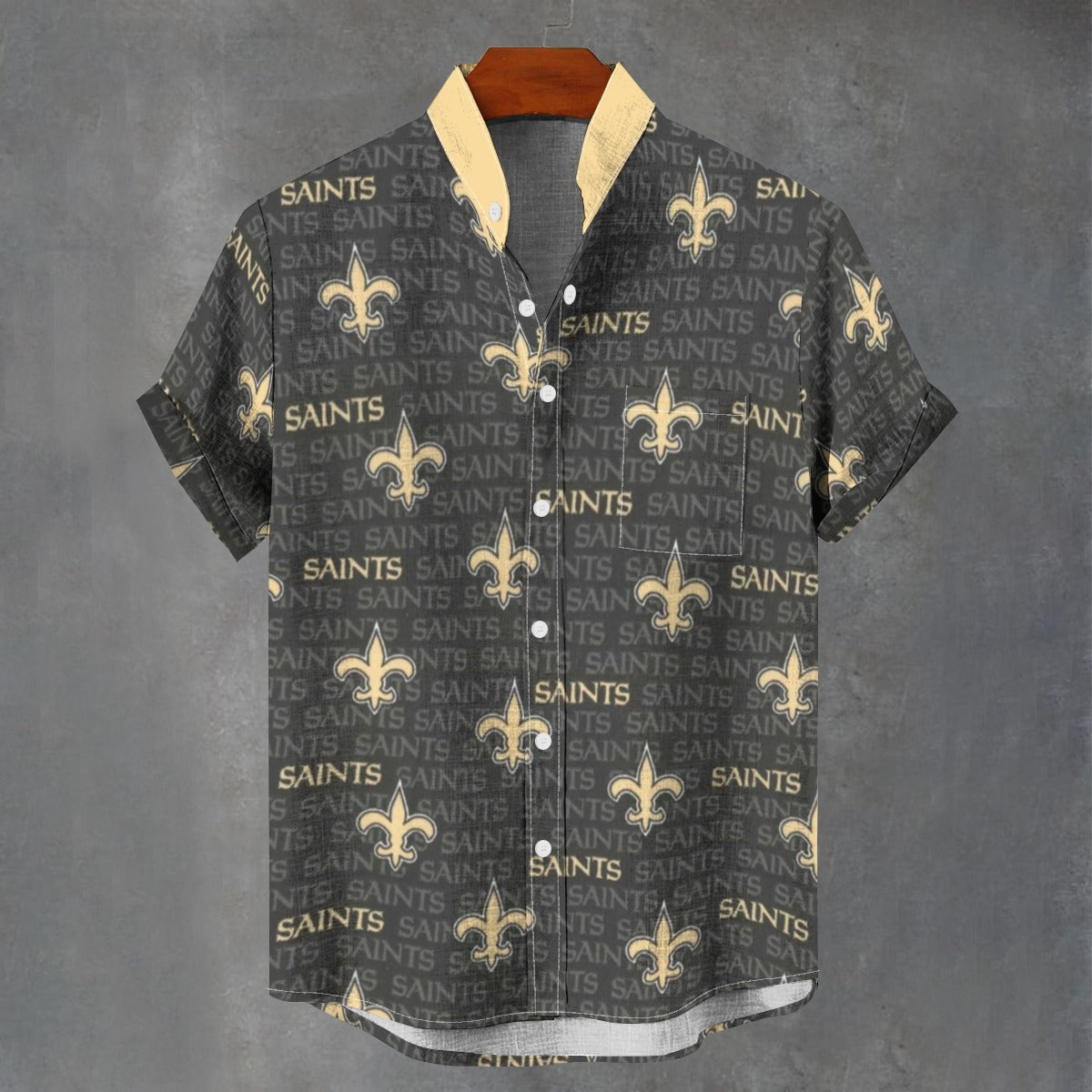 New Orleans Saints Stand Collar Shirt|110GSM Imitation Flax
