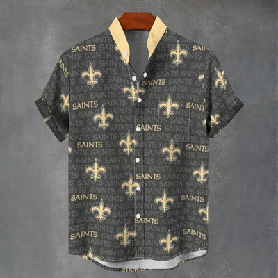 New Orleans Saints Stand Collar Shirt|110GSM Imitation Flax