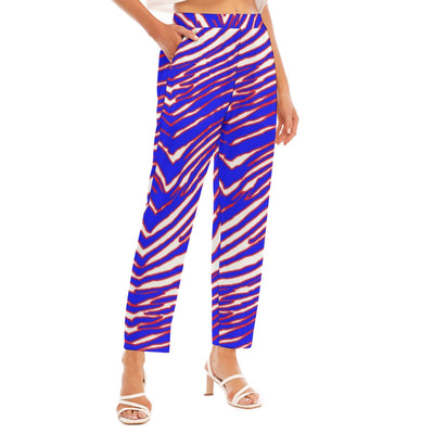 Pantalones rectos holgados para mujer con estampado de cebra de los Buffalo Bills de la NFL