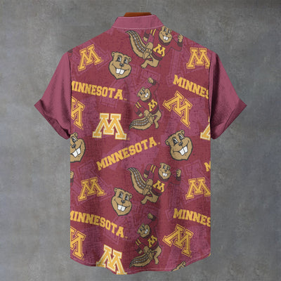 University of Minnesota - Golden Gophers Stand Collar Shirt|110GSM Imitation Flax