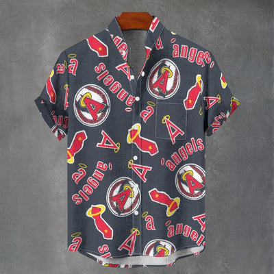 Los Angeles Angels Stand Collar Shirt in 110GSM Imitation Flax for Ultimate Comfort and Style