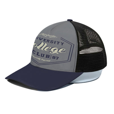 University college grey blue navy Trucker Hat With Black Half-mesh