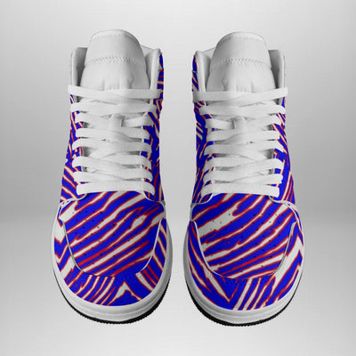 Zapatos de fútbol americano de la NFL Buffalo Bills Zubaz con estampado de cebra y costuras de cuero sintético