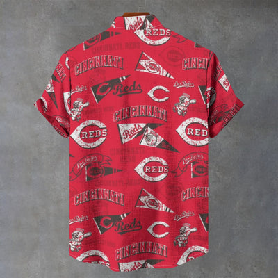 Cincinnati Reds Stand Collar Shirt in 110GSM Imitation Flax for Ultimate Comfort and Style