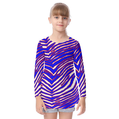 Camiseta de manga larga con cuello redondo para niño con estampado de cebra de los Buffalo Bills de la NFL