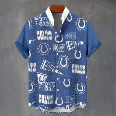 Indianapolis Colts Stand Collar Shirt|110GSM Imitation Flax