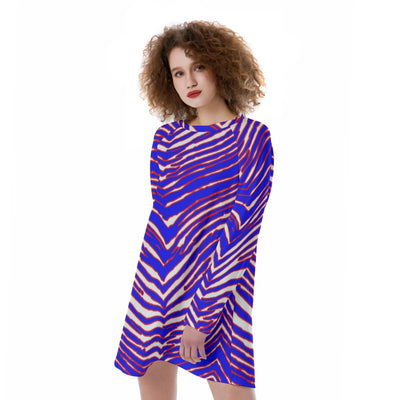 Vestido con mangas raglán para mujer, estampado de cebra, de los Buffalo Bills de la NFL