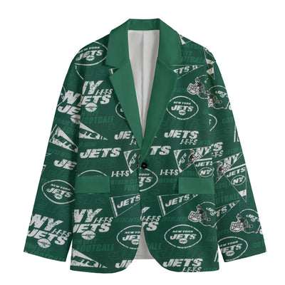 Blazer de cuello de solapa plana de los New York Jets