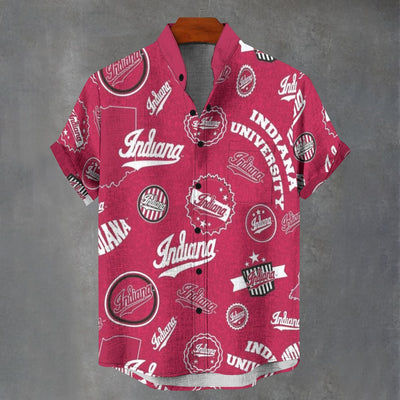 Indiana University Bloomington - Hoosiers Collar Shirt|110GSM Imitation Flax