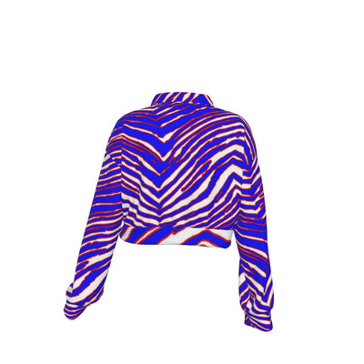Sudadera con capucha y media cremallera para mujer con estampado de cebra de los Buffalo Bills de la NFL