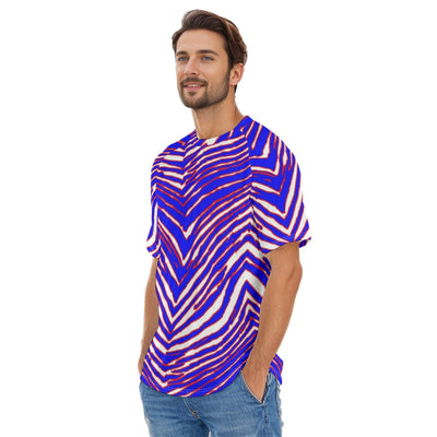 Camiseta de manga corta con cuello redondo y estampado de cebra de los Buffalo Bills de la NFL