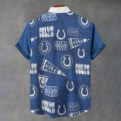 Indianapolis Colts Stand Collar Shirt|110GSM Imitation Flax