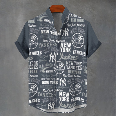 New York Yankees Stand Collar Shirt in 110GSM Imitation Flax for Ultimate Comfort and Style