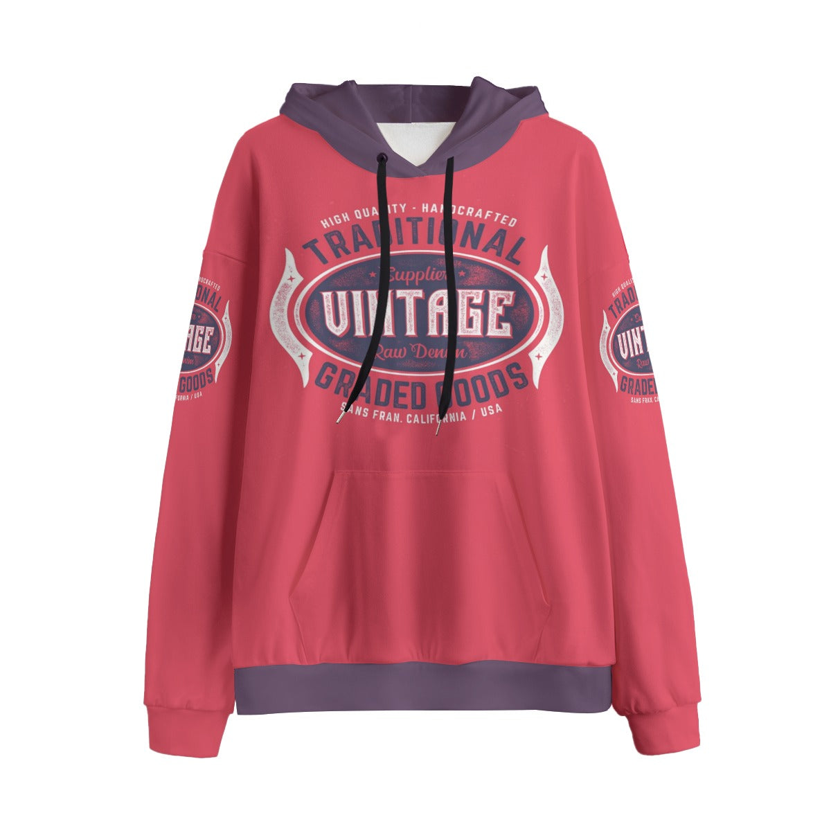 Sudadera con capucha estilo urbano rojo universitario vintage
