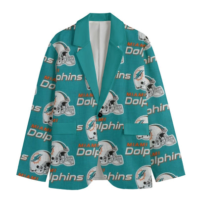 Blazer de cuello de solapa plana de los Miami Dolphins