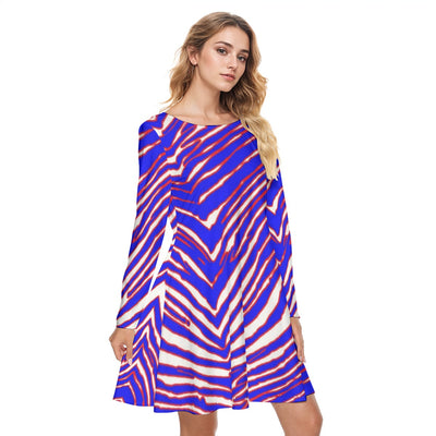 Vestido de cuello redondo para mujer con estampado de cebra de los Buffalo Bills de la NFL | Algodón 190 g/m²