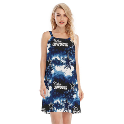 Nfl Football Dallas Cowboys tie dye Women's O-neck Cami Dress