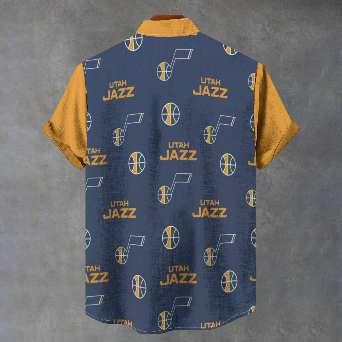 Utah Jazz Stand Collar Shirt|110GSM Imitation Flax - Jacketon
