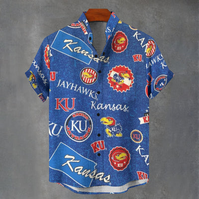 University of Kansas - Jayhawks Collar Shirt|110GSM Imitation Flax