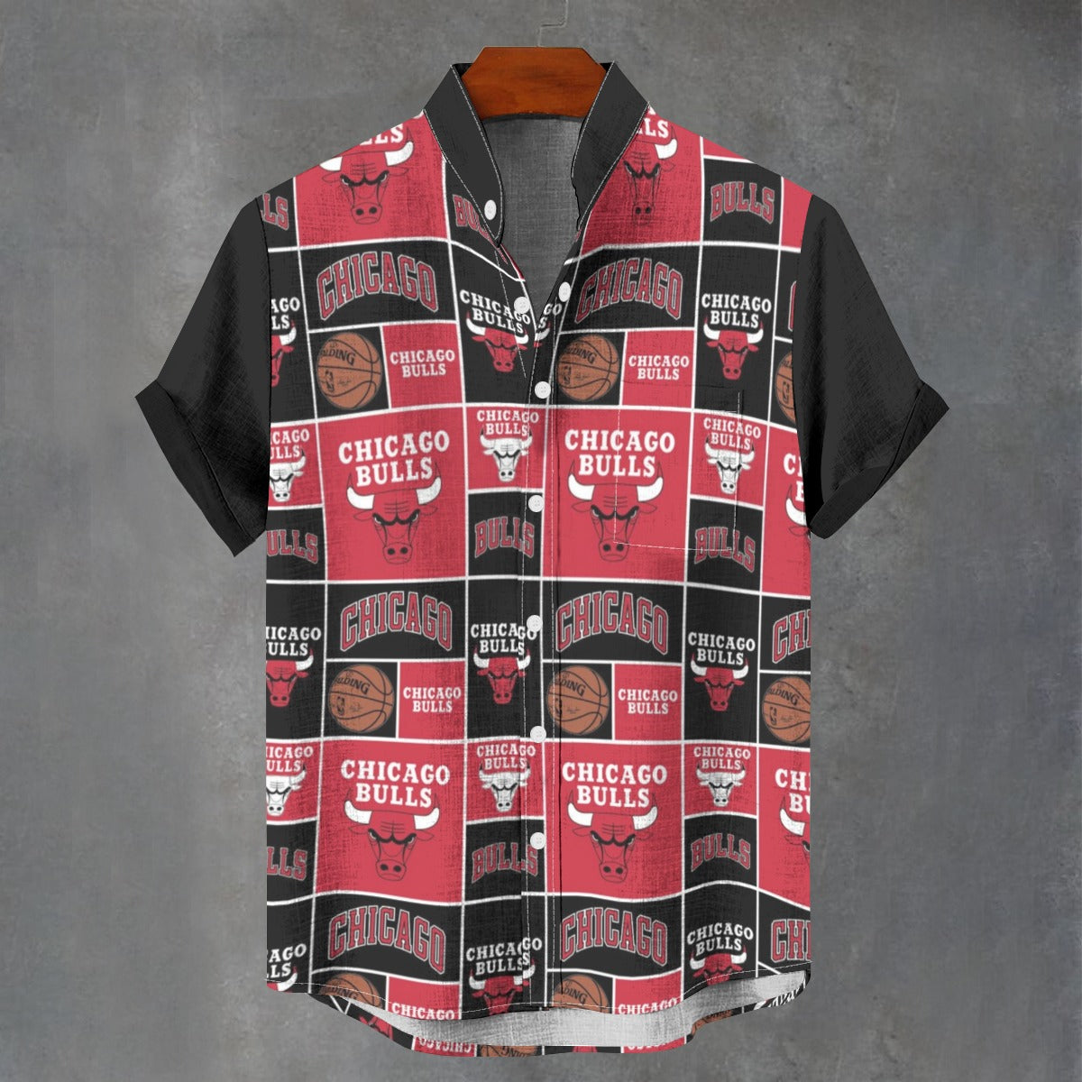 Chicago Bulls Nba BAsketball Stand Collar Shirt|110GSM Imitation Flax