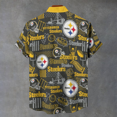 Pittsburgh Steelers Stand Collar Shirt|110GSM Imitation Flax
