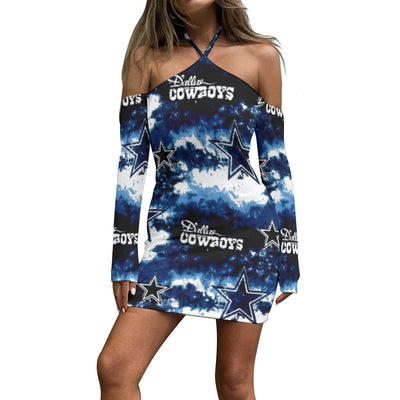 Nfl Football Dallas Cowboys tie dye  Women's Halter Lace-up Dress