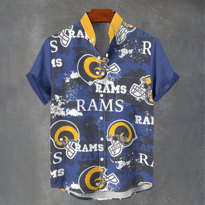 Los Angeles Rams Stand Collar Shirt|110GSM Imitation Flax