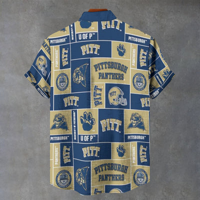 University of Pittsburgh Panthers Stand Collar Shirt in Imitation Flax 110GSM