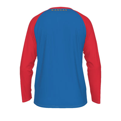 Universidad de Kansas - Camiseta de manga larga con mangas raglán de los Jayhawks
