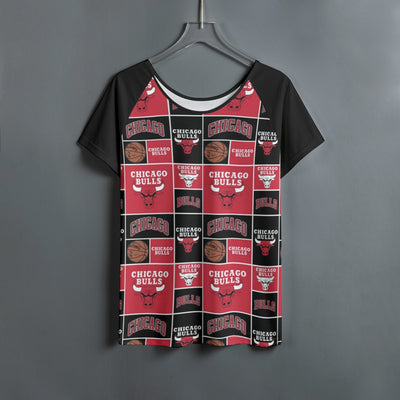 Chicago Bulls Women's Round Neck T-shirt With Raglan Sleeve
